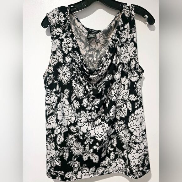 George floral black and white tank top size XL - Picture 1 of 2